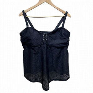 ADDITION Elle Cactus Black Tankini Top Size 2x